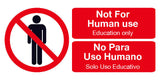 Spanish Set of 3 sizes of "Not for human use/Education only" labels